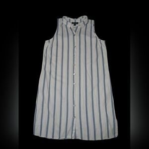 Prelude Striped Sleeveless Button-Down Shirt Dress Size M